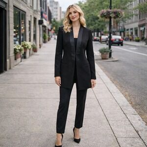 Banana Republic Black Jacquard Longline Tuxedo Blazer Size 0 Power Blazer Boss